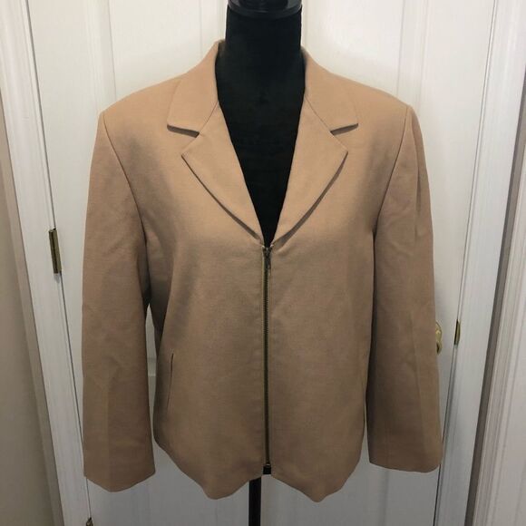 Harve Bernard zip front tan blazer - Picture 1 of 9